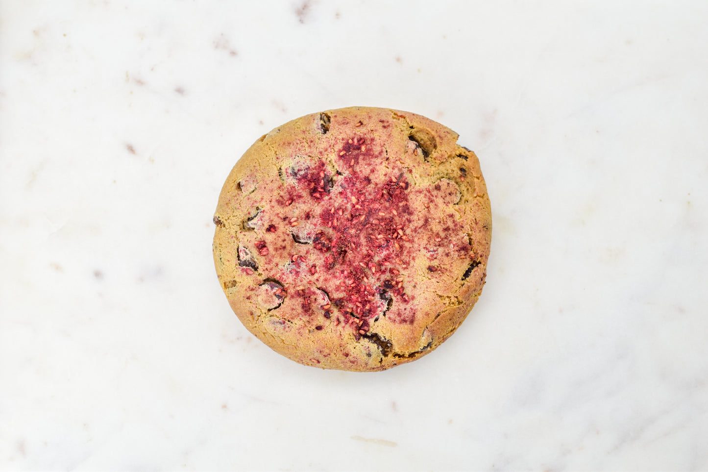 Vegan Raspberry and Dark Chocolate Chip Cookie