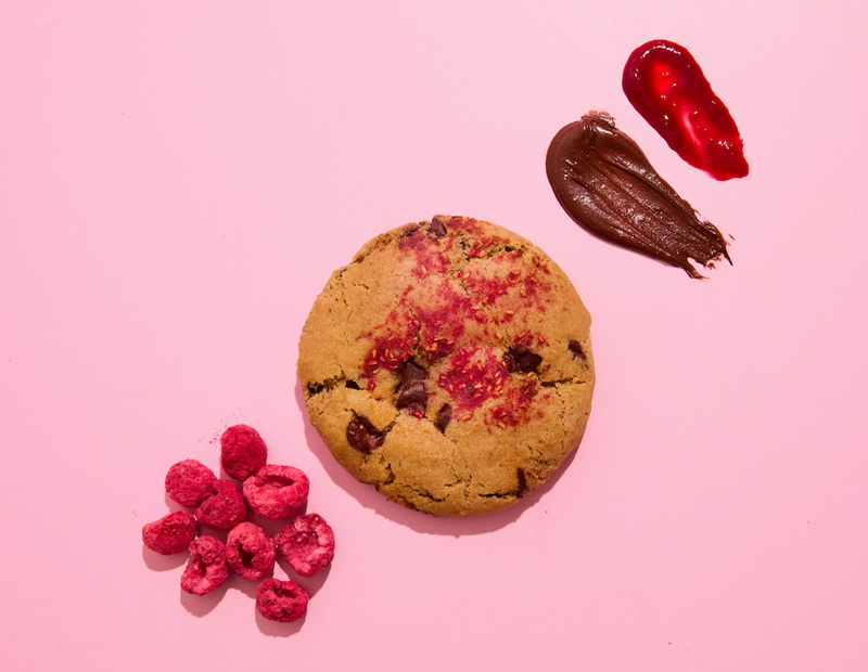 Raspberry and Dark Chocolate Chip Cookie
