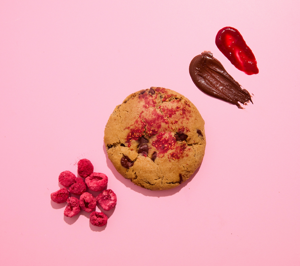 Vegan Raspberry and Dark Chocolate Chip Cookie